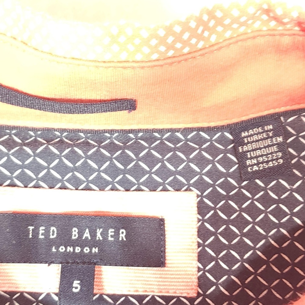 Ted Baker Polo Shirt Mens XL Pink Short Sleeve Cotton Contrast Collar Pocket - Picture 3 of 8